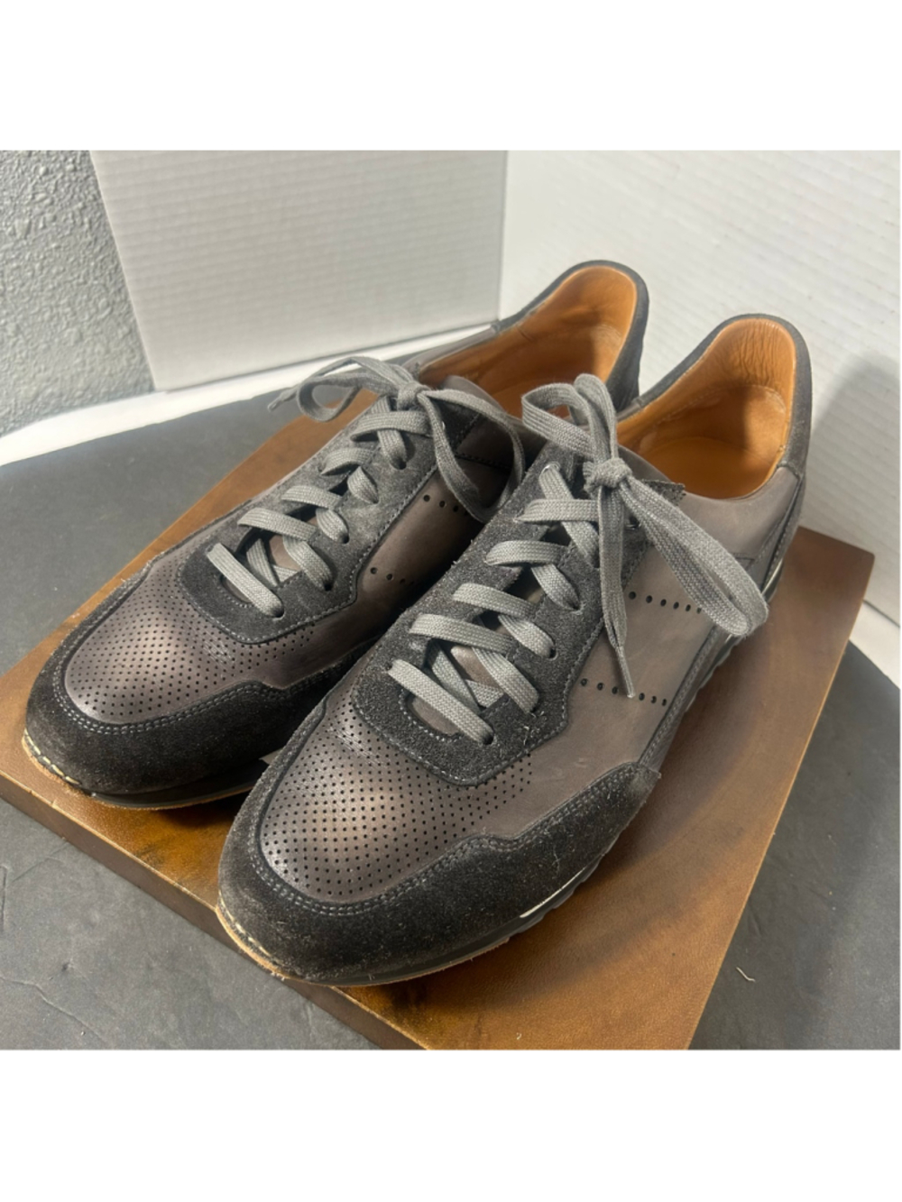 Men's Magnanni Christian Sneakers Spain Calf Skin Leather Suede Low Top Shoes 11